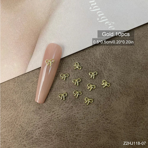 10pcs/bag Luxury Bow Nail Art Charms 3D  Alloy Bow Tie Jewelry Nail Rhinestone Decoration DIY Accessories